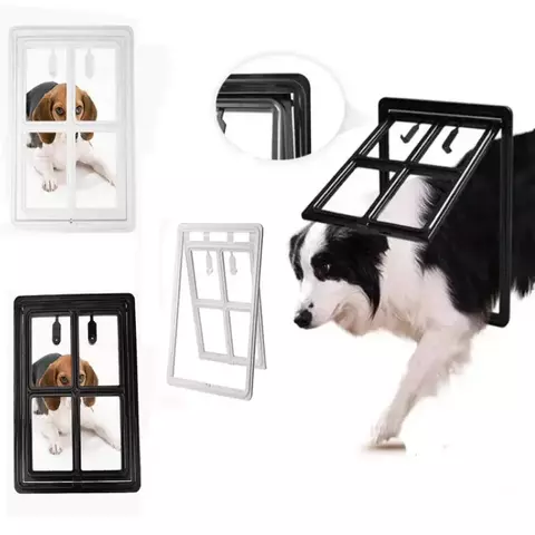 Porta de tela para animais de estimação, porta com fechadura para gato, porta de plástico para cães de estimação, à prova de mosquitos, janela de segurança, portão de aba, cerca para cães