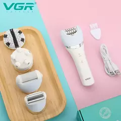 VGR Depiladora Elétrica para Mulheres, Barbeador Feminino, Removedor de Pêlos Corporais e Pernas, Lady Bikini Trimmer, Massagem de Limpeza Facial, V-703, 5 em 1 - loja online