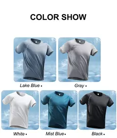 CHRLCK-Camiseta masculina de corrida, seda gelo, top fino, secagem rápida, mang na internet