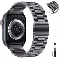 Pulseira de metal para Apple Watch, pulseira de aço inoxidável, pulseira para iWatch Series 7, 6, 5, 4, SE2, 9, 8 Ultra, 44mm, 40mm, 45mm, 41 milímetros, 42 milímetros, 49 milímetros