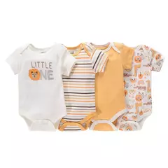 Macacão de algodão estampado para recém-nascidos, macacão manga curta, roupas de bebê menino e menina, 0-12m, 4 peças, verão - loja online