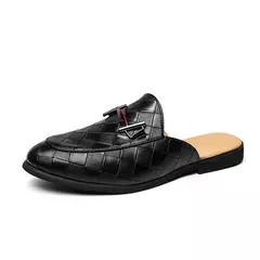 Sapatos casuais meio arrasto para homens, mocassins da moda, deslizamento em apartamentos, marca de luxo, mocassins novos, tamanho grande 38-46, 2023 - loja online