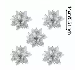 Flores artificiais de glitter para árvore de natal, ornamentos pendurados, flor falsa, lar, Natal, ano novo, presente, 2022, 2024 - comprar online