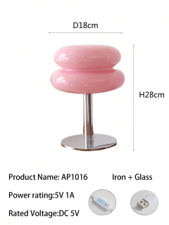 110-240v macaron lustre de vidro led candeeiro de mesa 3 cores escurecimento proteção para os olhos luz da noite quarto cabeceira decoração lâmpadas - Wolf Magazine