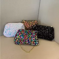 Lantejoulas crossbody saco de corrente simples ins cor sólida lantejoulas bolsa de ombro axilas bolsa de telefone noite sacos de embreagem bolsa - comprar online