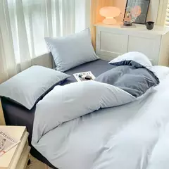 Conjunto de cama de tecido com escova de cor sólida, 2 lados, 4 peças, capa de edredom, fronha, lençol, colcha, único, queen, king size - loja online