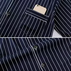 Conjunto de pijama de seda leite confortável masculino, loungewear elegante, estampa xadrez listrada, lapela combinando cores, pijama longo de peito único, outono e inverno - comprar online