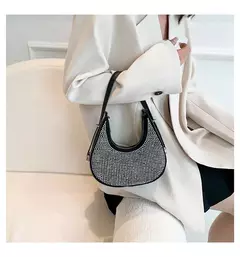 Bolsas transversais de couro PU de diamantes corrente para mulheres monocromáticas bolsas de ombro de verão femininas na internet