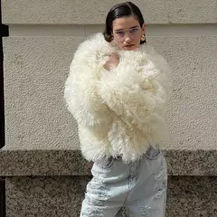 Cardigã de renda monocromático feminino, manga comprida, decote em v, solto e sexy, casacos femininos vintage, elegante e sexy, inverno e outono 2024