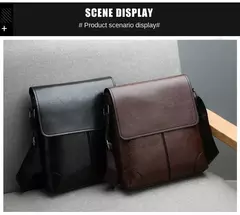 Bolsa crossbody impermeável para homens, cor sólida, grande capacidade, pasta portátil, armazenamento de couro PU, sacos de ombro, meninos - loja online