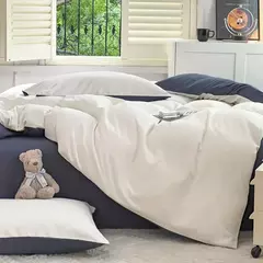 Conjunto de cama de tecido com escova de cor sólida, 2 lados, 4 peças, capa de edredom, fronha, lençol, colcha, único, queen, king size - Wolf Magazine