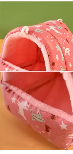 Bonito dos desenhos animados coelho esquilo mini gaiola cobaia ninho pequeno animal ratos rato animal de estimação dormir cama hamster casa inverno quente macio esteira na internet
