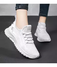Sapatos esportivos respiráveis para mulheres, tênis casuais, mocassins com renda, malha de malha, moda feminina, marca designer, 2024 - Wolf Magazine