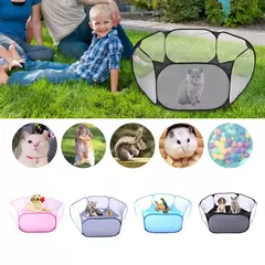 Tenda dobrável para animais de estimação, gaiola respirável, canil, coelho, esconderijo, animal para chinchila, quintal ao ar livre, cerca hexagonal multicolorida