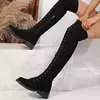 Botas de cano alto casual feminino, famoso na internet, botas de equitação ocidentais, novo, elegante