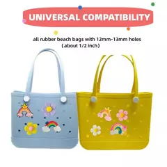 Acessórios femininos de borracha praia saco, cor do arco-íris, fivela decorativa, para bolsa
