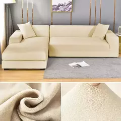 Tampa de veludo grosso do sofá para a sala de estar, tampa elástica, sofá de canto em forma L, estiramento, 1,2, 3,4 Seater