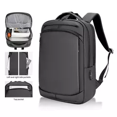 Imagem do Qualidade PU Coberto Preto Cinza High School Use 16,5 polegadas Viagem Negócios USB Laptop Mochila