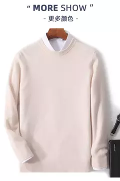 Suéter de manga comprida com o pescoço, 100% lã merino, top solto quente, cor sólida, clássico, pulôver de malha, outono inverno na internet