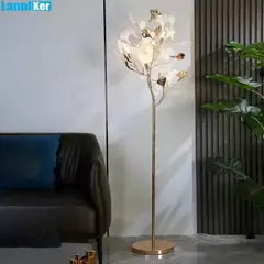 Ginkgo Leaf Lâmpada de assoalho decorativa para sala de estar, lâmpada vertical nórdica, lâmpada de cabeceira simples, personalidade criativa, moderna - Wolf Magazine