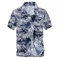 Camisa havaiana de botão manga curta masculina, estampada em coqueiro, camisa Aloha, casual moda praia, plus size, verão, 5XL, 26 cores - loja online