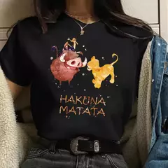 T-shirt do Rei Leão Disney para mulheres, top Kawaii engraçado, camiseta Harajuku, roupas femininas, Hakuna Matata, anos 90 na internet