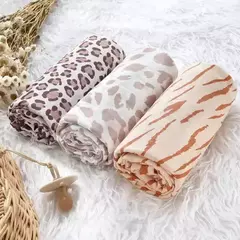 Portátil de bambu algodão Swaddle cobertor define para recém-nascidos, berço cobertor, macio, leopardo impressão, viagens, bebês - loja online