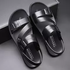 Moda Confortável Sandálias Masculinas Cor Sólida Open Toe Mens Sandálias De Couro 2023 Novos Chinelos De Praia para Calçado De Couro Masculino