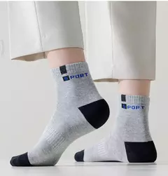 Meia esportiva de algodão masculina, letra macia respirável, meia elástica alta para tubo médio, tênis de corrida, moda verão, toalha Sox - Wolf Magazine