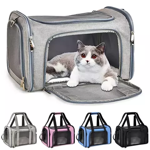 Bolsa portátil para transportar cães e gatos, mochila lateral macia para transportar animais de estimação, bolsas de viagem para cães, transporte aprovado pela companhia aérea, bolsa para animais de estimação