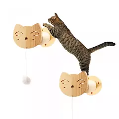 Gato montado na parede móveis rede prateleiras de escalada gato arranhando post prateleiras de escada de madeira sisal escada gato escalada quadro - comprar online