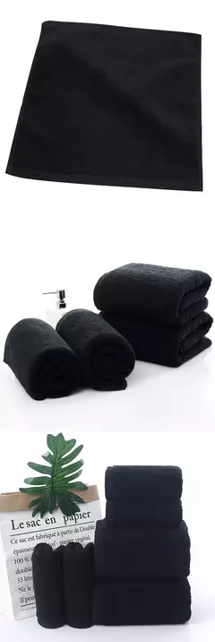 Imagem do Toalha preta pura super absorvente, todo em algodão, não desbota, pequena praça, forte absorção de água, toalhas de cozinha