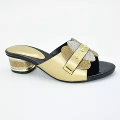 Imagem do Salto alto nigeriano feminino, sapato antiderrapante de strass, sapato de dedo do pé quadrado, recém-chegados, moda para o verão e o outono