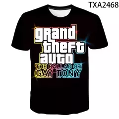 3D Grand Theft Auto imprimindo camisetas para homens e mulheres, camiseta gráfica do Game Gta 45, tops de mangas curtas, camisetas para crianças, verão, novo