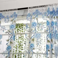 Peony Tule Cortinas para Porta e Janela da Cozinha, Jacquard Sheer Voile, Cortinas de Fios, Sala e Quarto, 100x200cm, Y, 1PC - Wolf Magazine