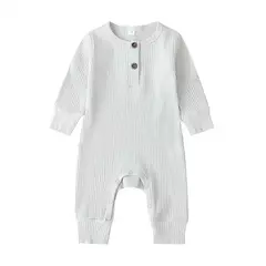 Imagem do Romper de manga comprida unissex para bebê recém-nascido, cor sólida, roupas de algodão infantil, 3-18 meses, verão