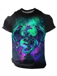 Camiseta de manga curta com estampa Dragão 3D masculina, camiseta casual diária de rua, esportes ao ar livre, moda urbana, verão - loja online
