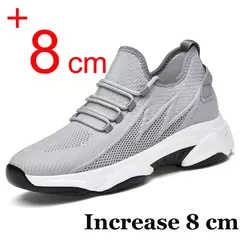 Sapatilhas para homens com aumento de altura, sapatos de elevação respiráveis, palmilha mais alta, 6cm, 10cm, verão