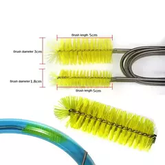 Escova de limpeza de aquário para mangueira de água, tubo de ligo, tubo de ar, aço inoxidável, flexível, cabeça dupla, limpador de tanque de peixes