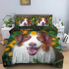 Animal Pet Duvet Cover Set para crianças, cão bonito Hugging, Donut Bedding Set, Consolador de cão 3D, Soft Polyester Quilt Cover, 3pcs - loja online