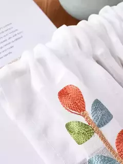 Cortina semi-pura bordada, Quatro cores Branch, Camadas de cozinha, Meia janela, Rod Pocket, Cortinas Voile para Cozinha - Wolf Magazine
