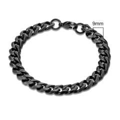 Mkendn 3-11mm locomotiva masculino punk rock aço inoxidável curb cubana link corrente prata cor pulseira para mulheres biker jóias - Wolf Magazine