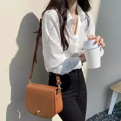 Blusa coreana feminina de chiffon, blusa branca, camisa de fundo preto, roupa de escritório, todos os fósforos, moda, nova, 6830, primavera - loja online