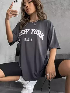 Blessyuki-Camisetas femininas estampadas com carta nova-iorquina, camisetas básicas com decote em O, streetwear retrô casual, tops harajuku para senhoras, plus size, verão