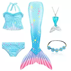 Novas crianças a pequena sereia caudas crianças memaid maiô biquíni traje de halloween feminino pode adicionar monofin para piscina na internet