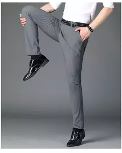 Calça fina de seda láctea elástica de quatro lados masculina, casual para escritório, nova, verão - loja online