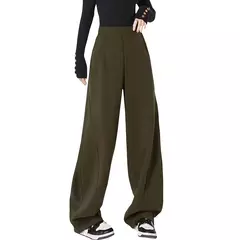 Imagem do Calça esportiva de perna larga feminina, bolsos elásticos, tubo reto, calça sanitária solta, casual, na moda, nova, S-2XL, 2024