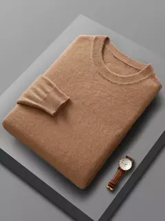 Pulôver de lã merino para homens, 100% lã pura, gola O, manga longa, malha de cashmere, roupas femininas, graça, primavera e outono - Wolf Magazine