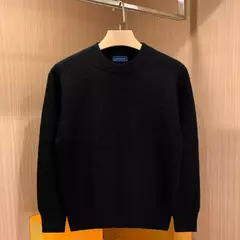 Suéter de tricô com gola O masculino, mangas de ombro caídas, macio, quente, confortável, casual, monocromático, outono, inverno