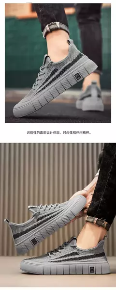 Tênis de malha respirável masculino, leve, confortável, meias antiderrapantes, sapatos esportivos e de lazer, tendência, verão na internet
